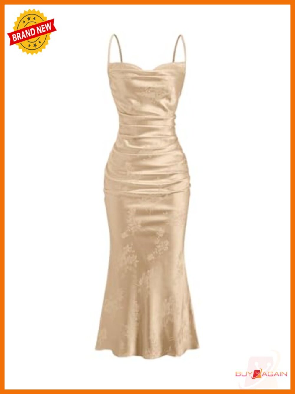 Cowl Neck Spaghetti Strap Sleeveless Midi Slip Dress